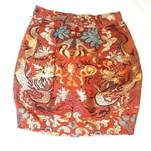 Embroidered Asian Style Jacqaurd Skirt